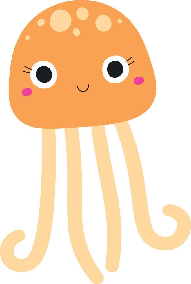 Smiling Jellyfish with Tentacles Design vector