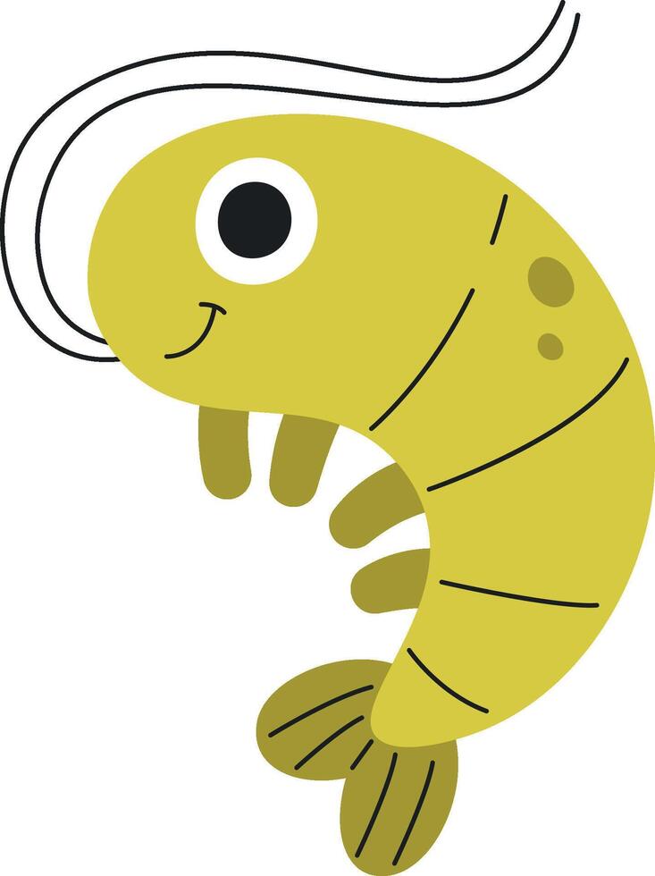 Smiling Cartoon Shrimp Character vector