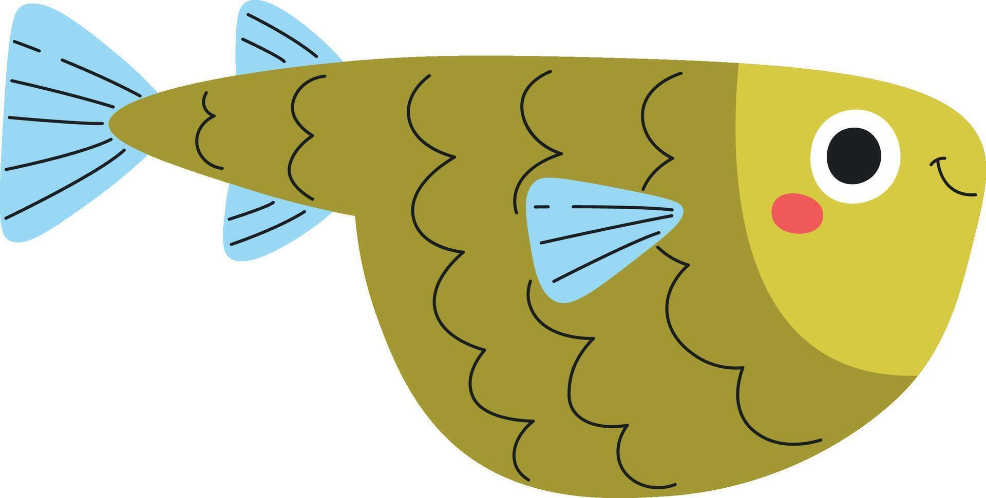 Playful Cartoon Fish with Smile vector