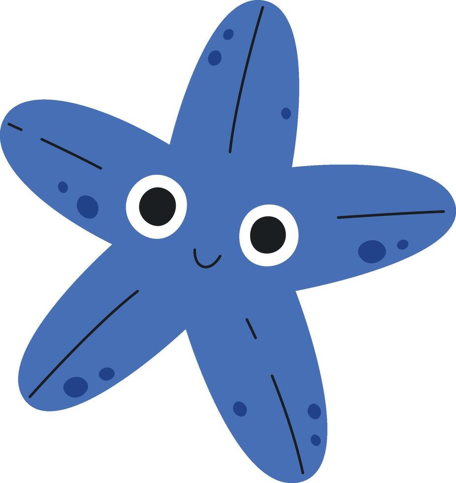 Smiling Starfish with Big Eyes Design vector