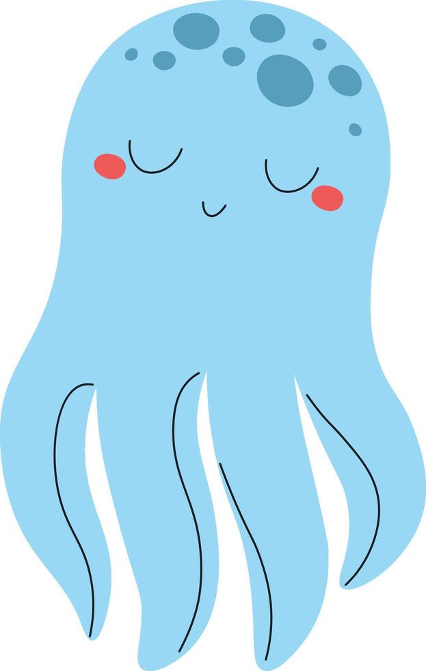 Smiling Octopus with Closed Eyes vector