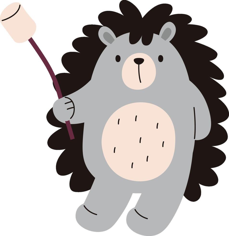 Hedgehog Holding Marshmallow Stick vector
