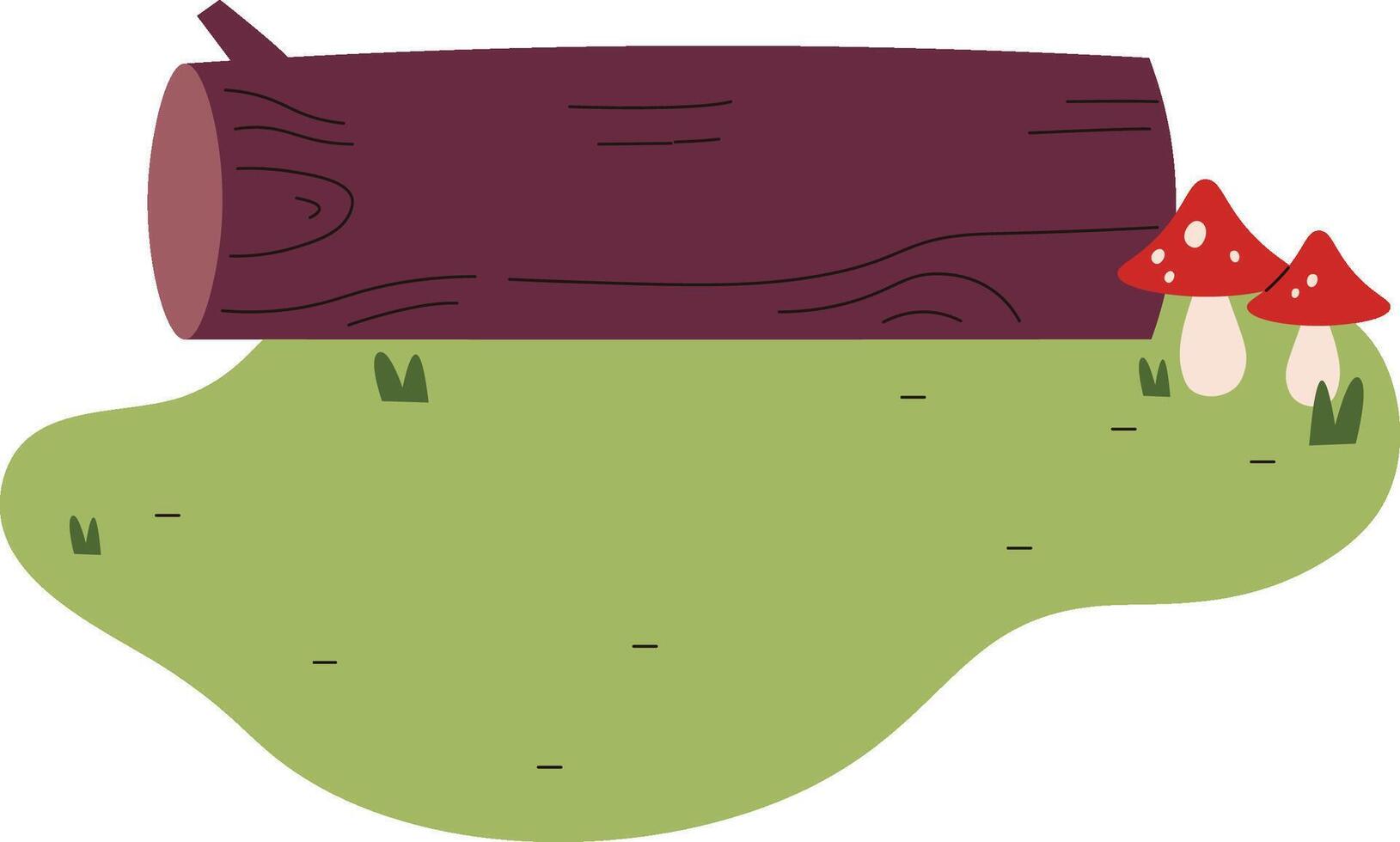 Forest Log and Mushrooms Scene vector