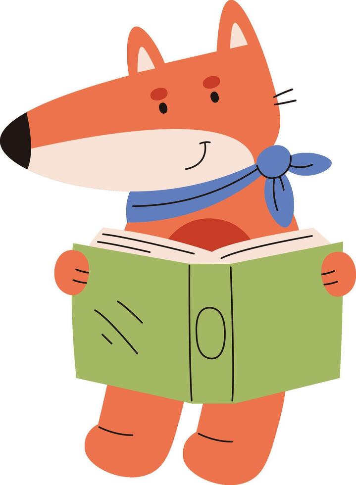 Fox Reading a Book vector
