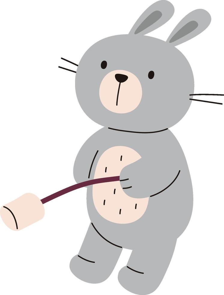 Rabbit Holding Marshmallow Stick vector
