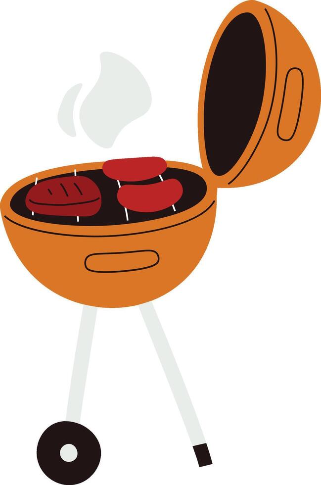 Barbecue Grill with Sausages vector