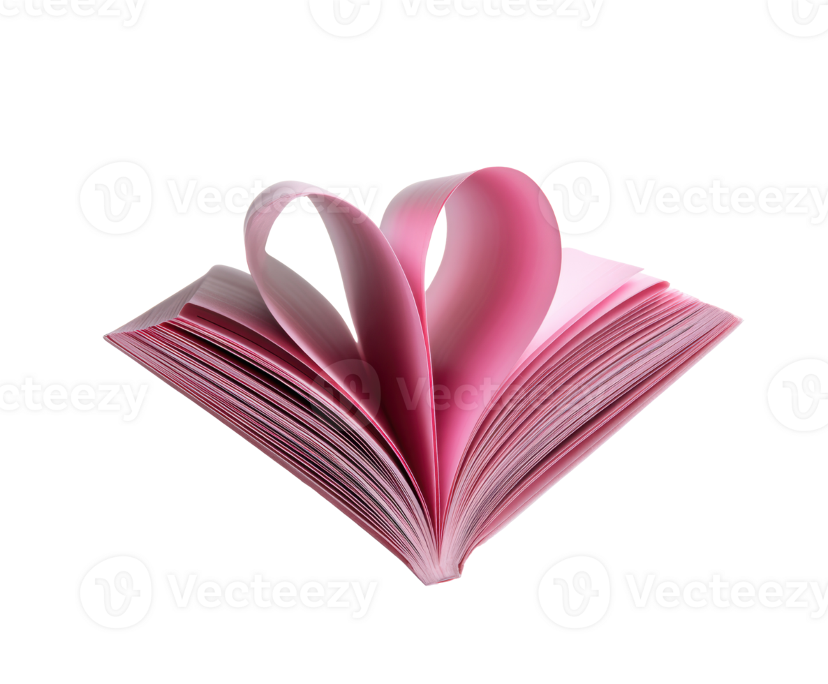 Heart shaped pages in pink book for love themes and design png