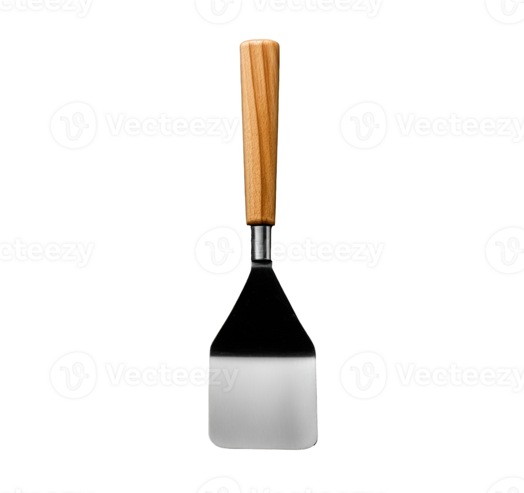 Stainless steel spatula with wooden handle for cooking tasks png
