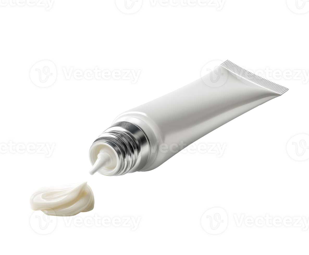 Cream tube with lotion oozing out for skincare applications png