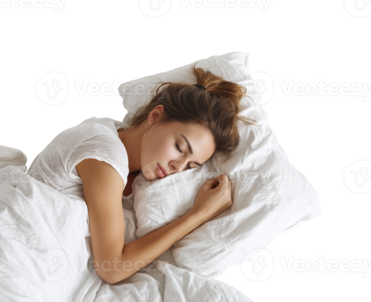 Peaceful rest on a soft pillow for better sleep quality png