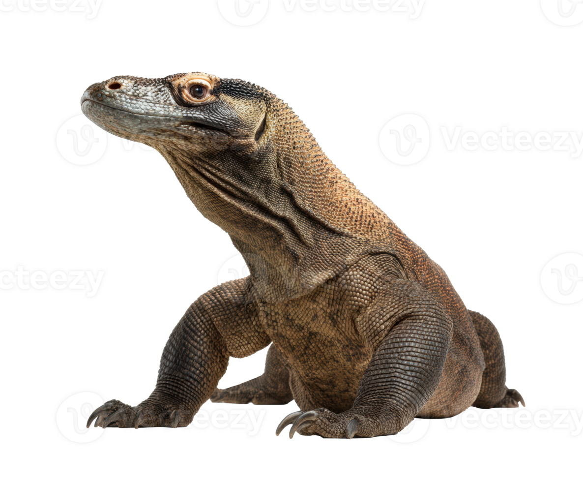 Komodo dragon portrait in natural pose for educational use png