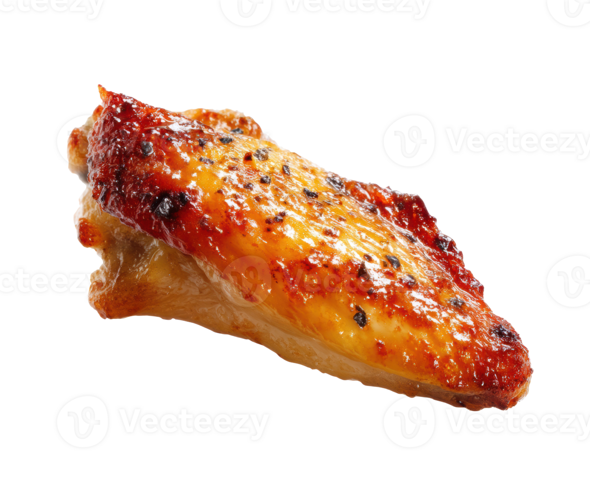 Delicious grilled chicken wing with crispy skin and spices png