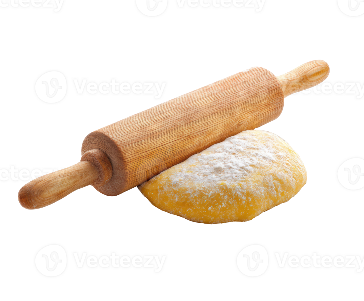 Baking dough with rolling pin on kitchen counter for homemade treats png