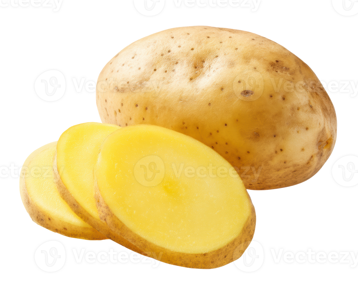 Fresh potato with sliced pieces for healthy cooking options png