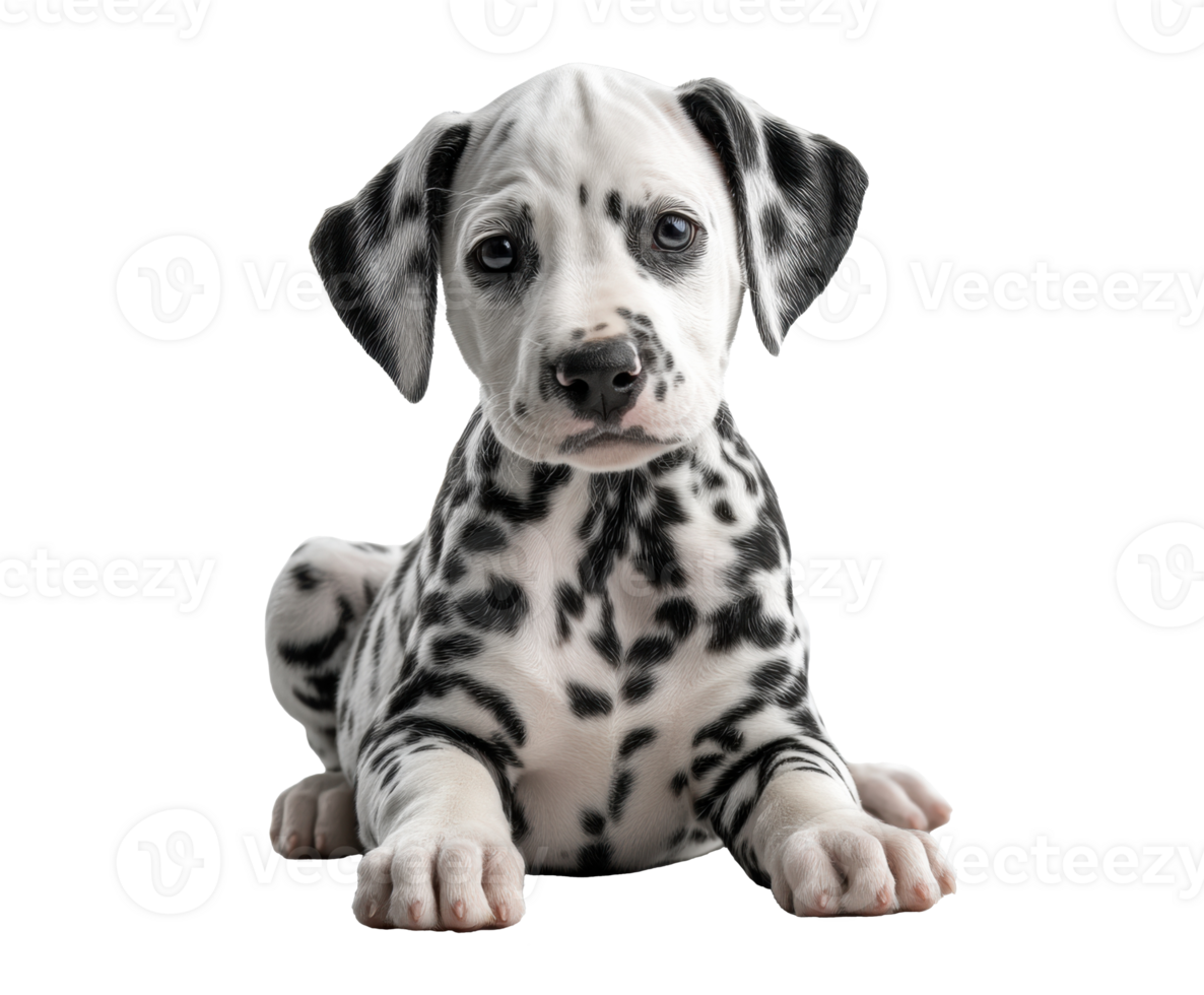 Dalmatian puppy playing on a soft surface in bright environment png