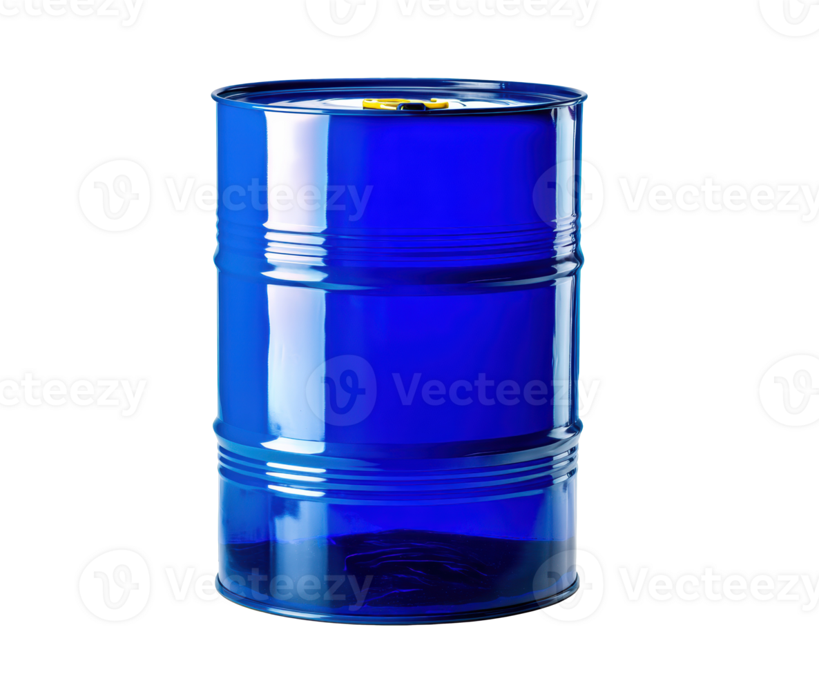 Blue industrial barrel for chemical storage and transportation png