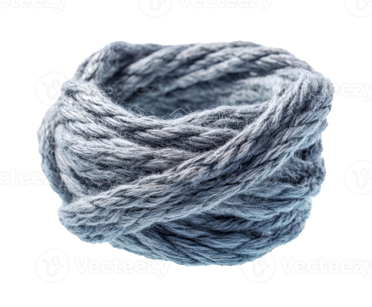 Twisted gray yarn bundle for crafting and knitting projects png