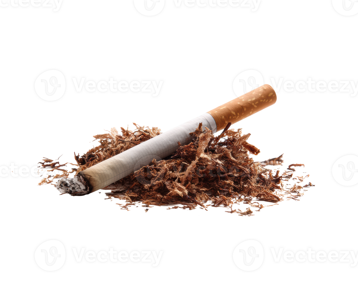 Tobacco roll with shredded leaves on a wooden surface png