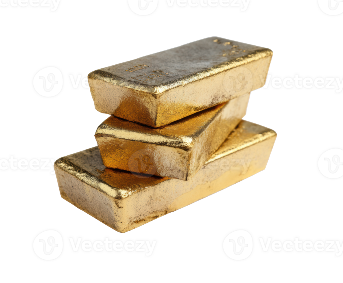 Three gleaming gold bars stacked elegantly for investment purposes png