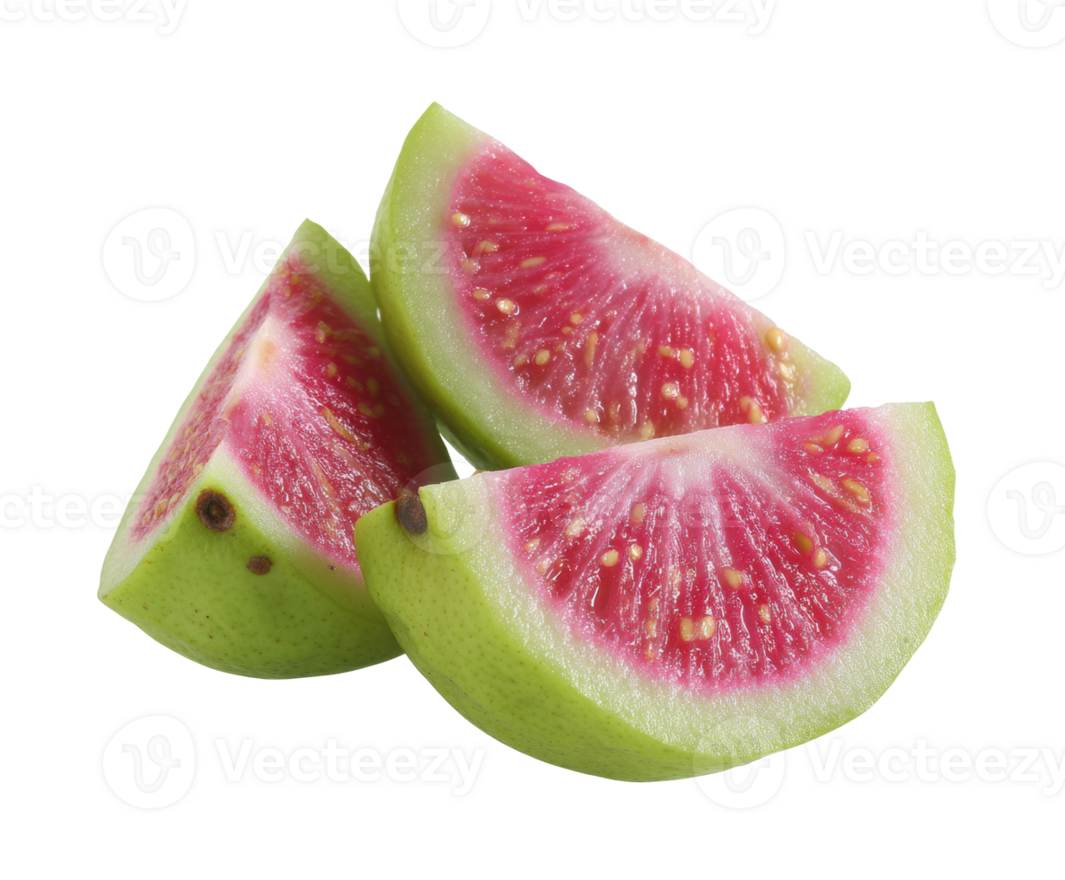 Fresh guava slices ready for healthy snacking and culinary use png