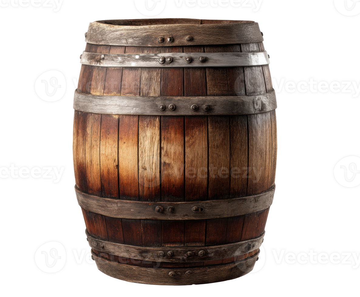 Rustic wooden barrel for home decor and storage solutions png
