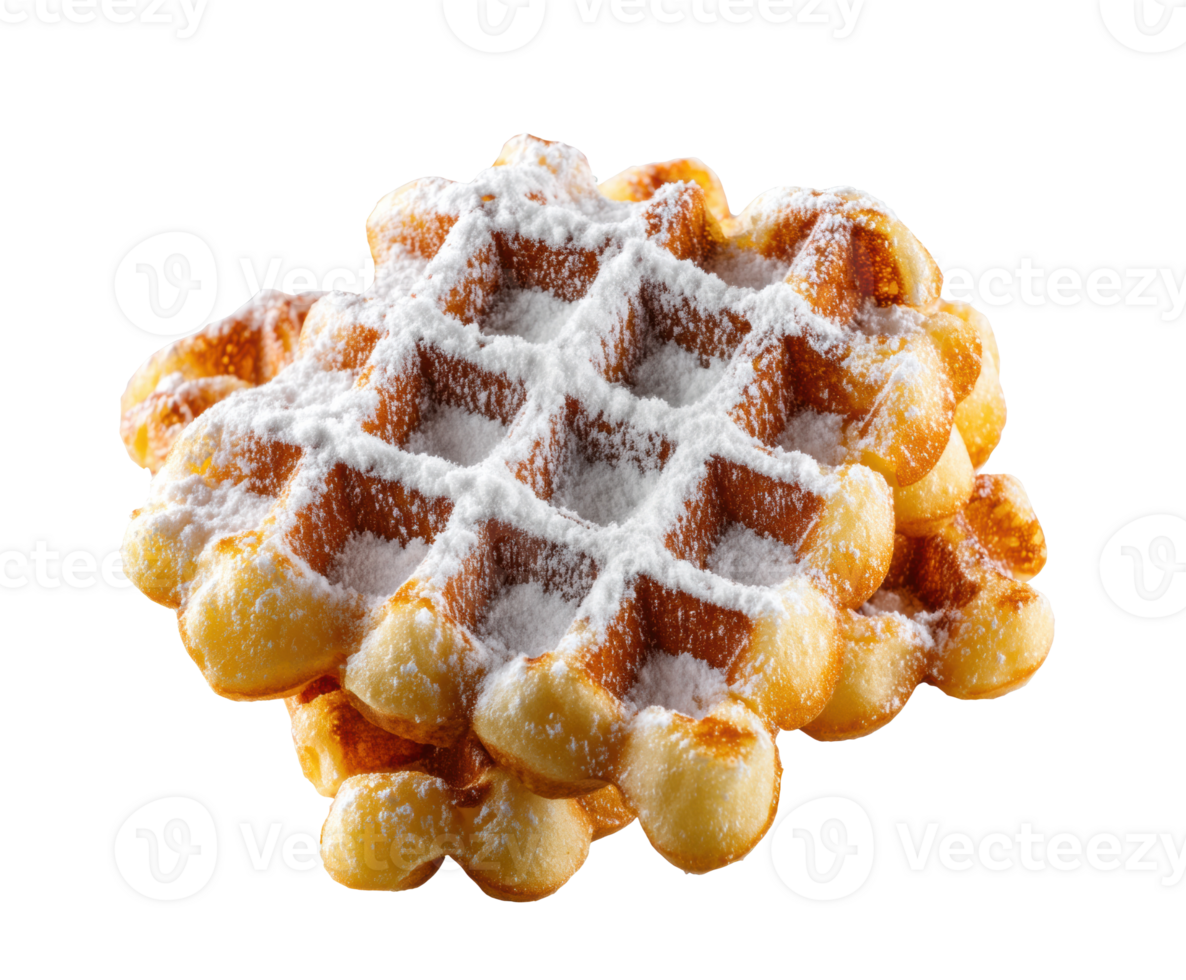 Delicious waffles dusted with powdered sugar for brunch enjoyment png