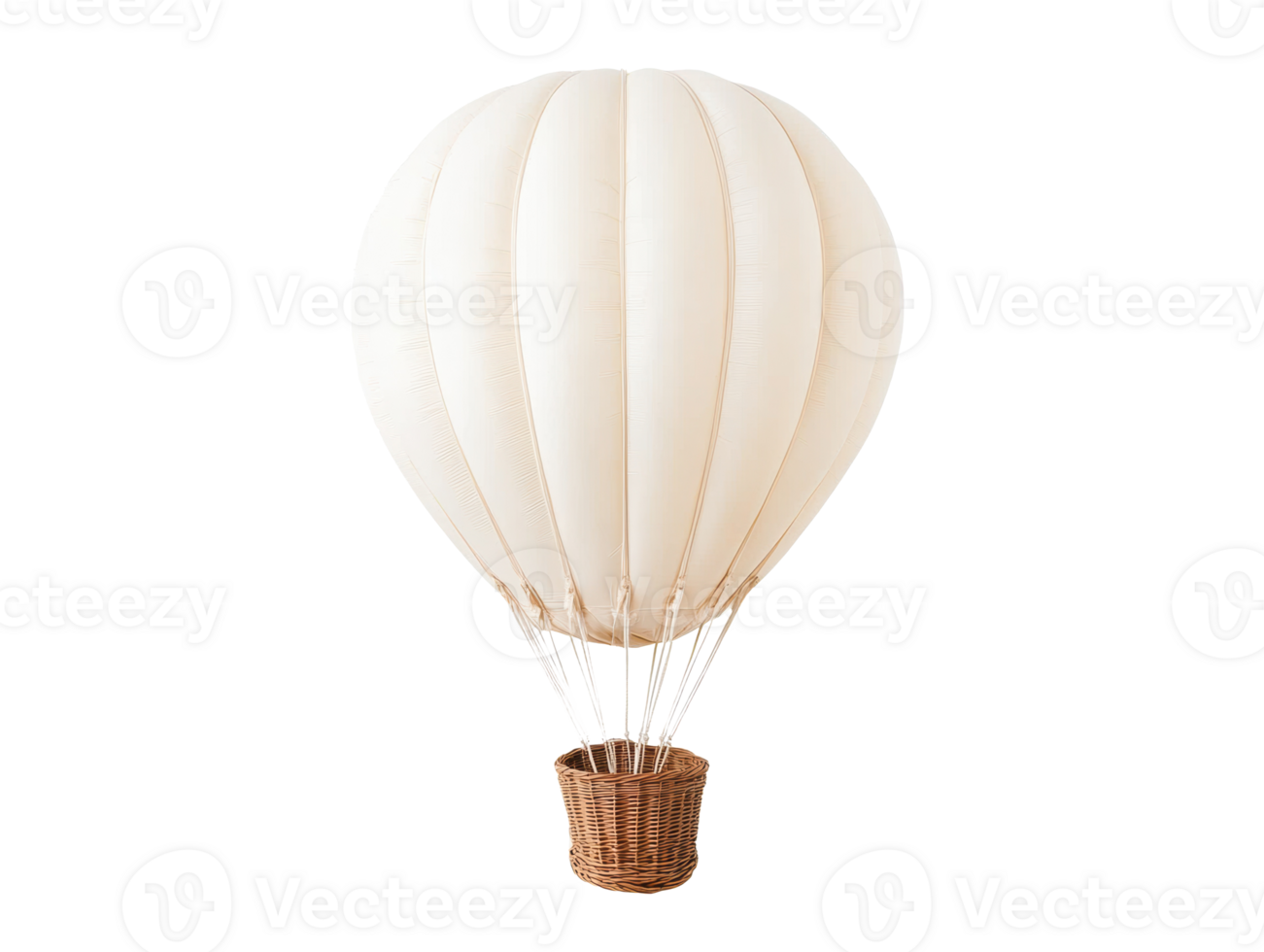Hot air balloon floating above the ground in a serene setting png