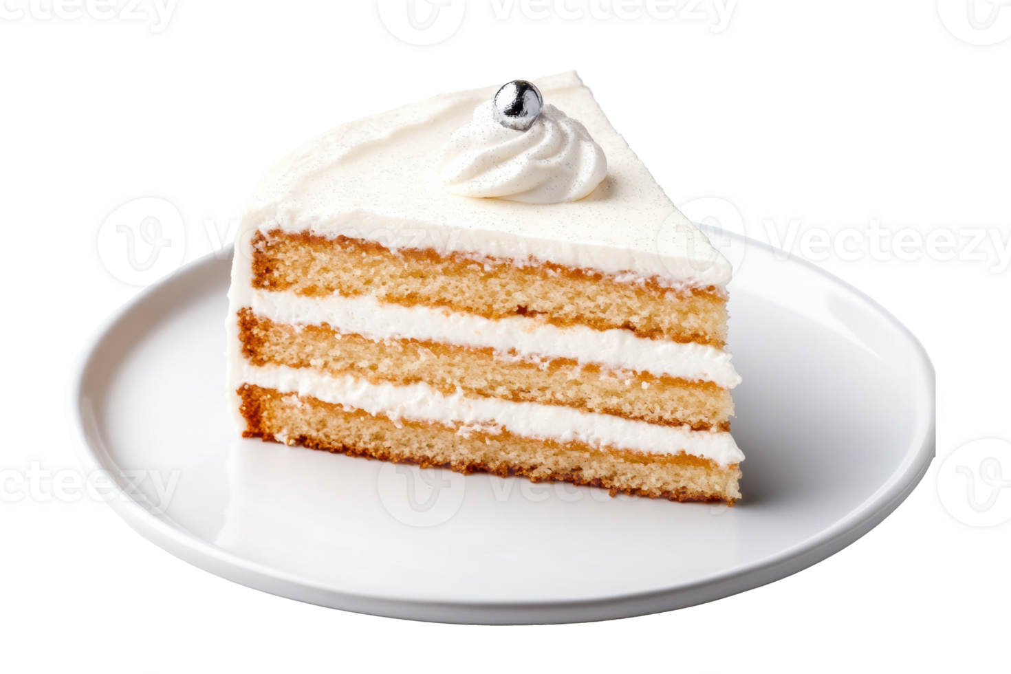Delicious three-layer vanilla cake with cream frosting png