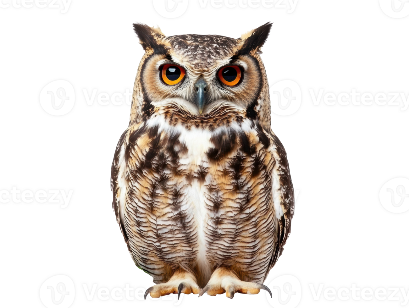 Majestic owl portrait showcasing sharp features and vibrant eyes png