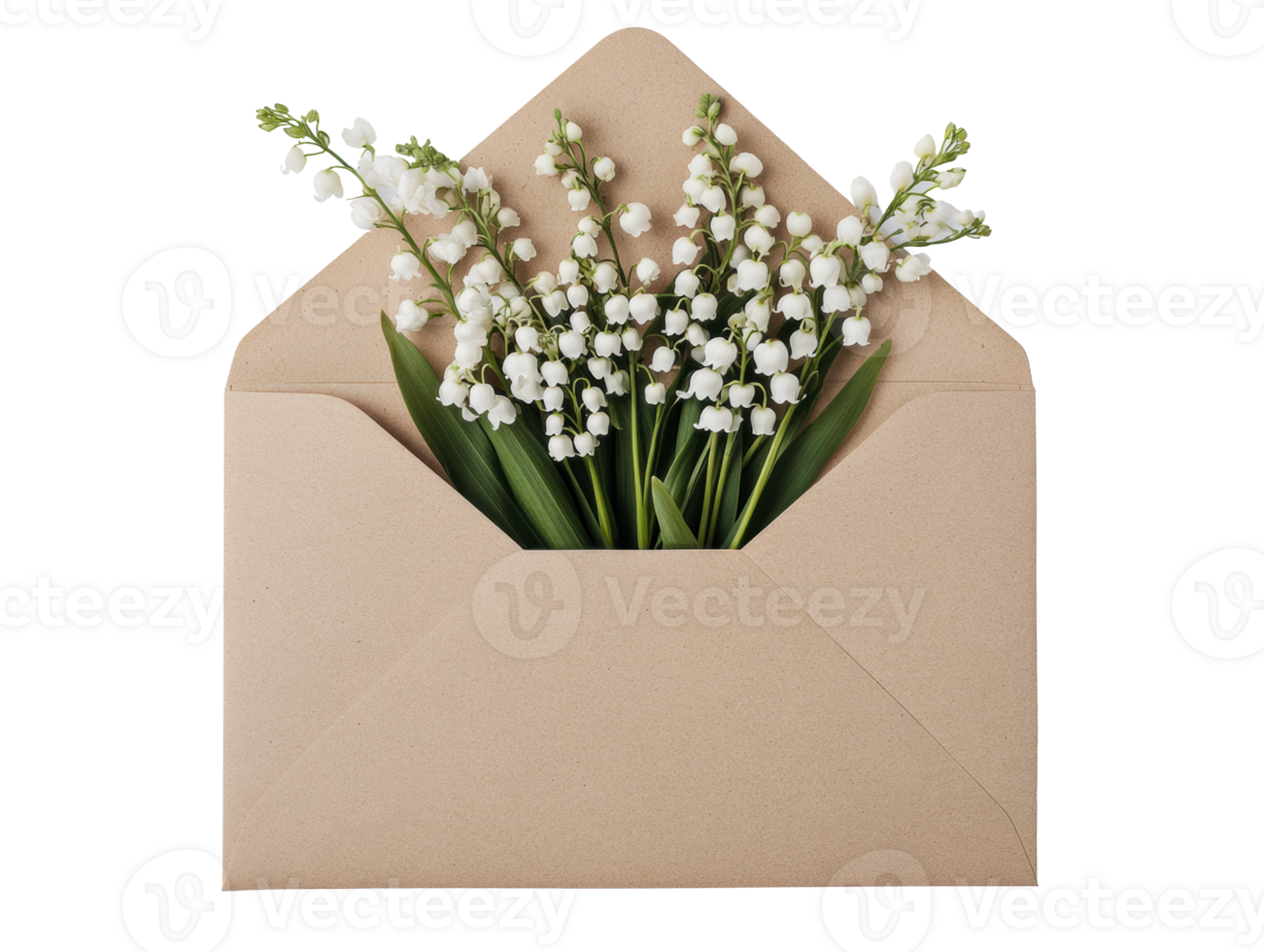 Elegant envelope with delicate white flowers for greeting card design png