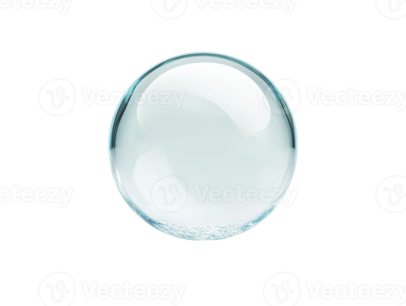 Clear glass sphere showcasing reflections and light effects png