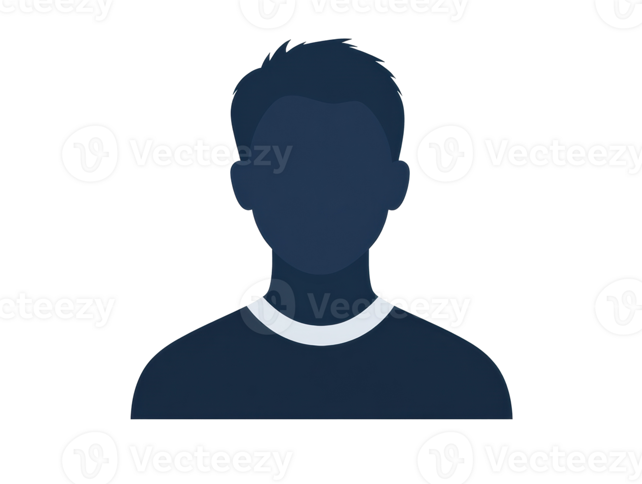Short-haired person silhouette in casual attire for design png