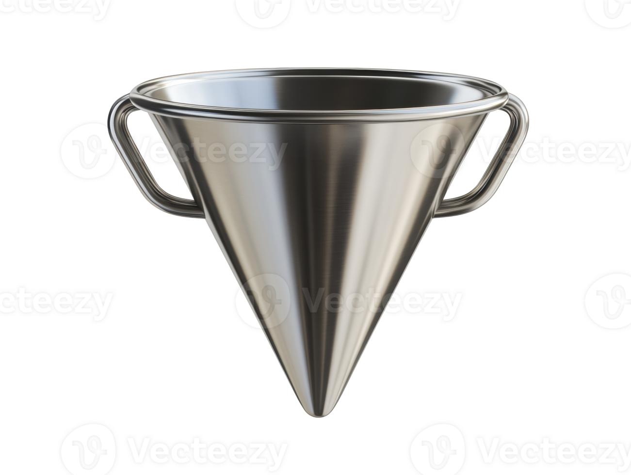 Metal funnel for kitchen use with dual handles and smooth surface png