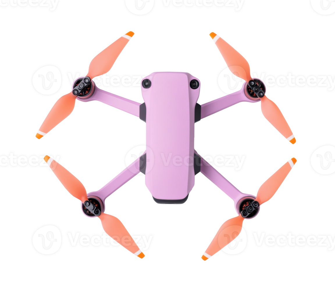 Innovative drone with vibrant orange propellers and sleek design png