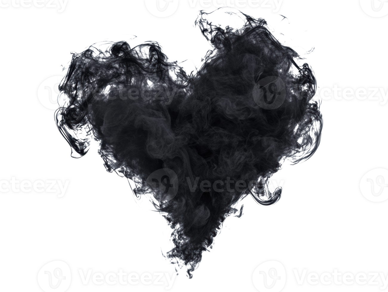 Abstract heart shape created with black smoke png