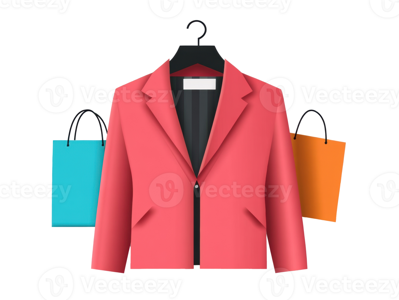 Fashionable blazer with shopping bags for elegant style png