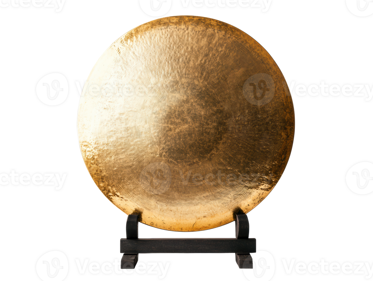 Golden gong on stand for meditation and relaxation sessions png