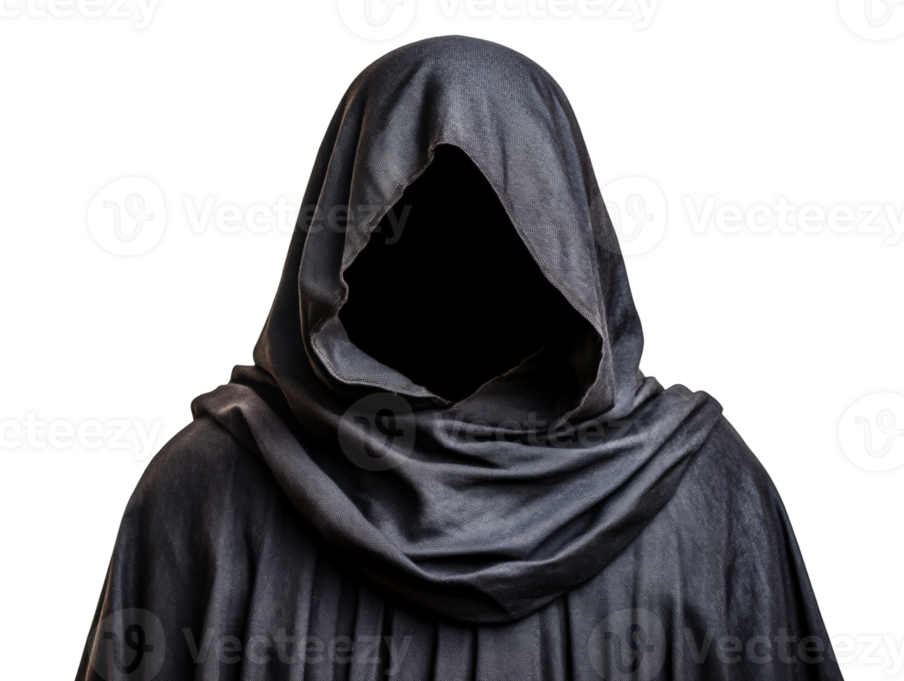 Mysterious figure in dark hooded cloak revealing enigmatic presence png