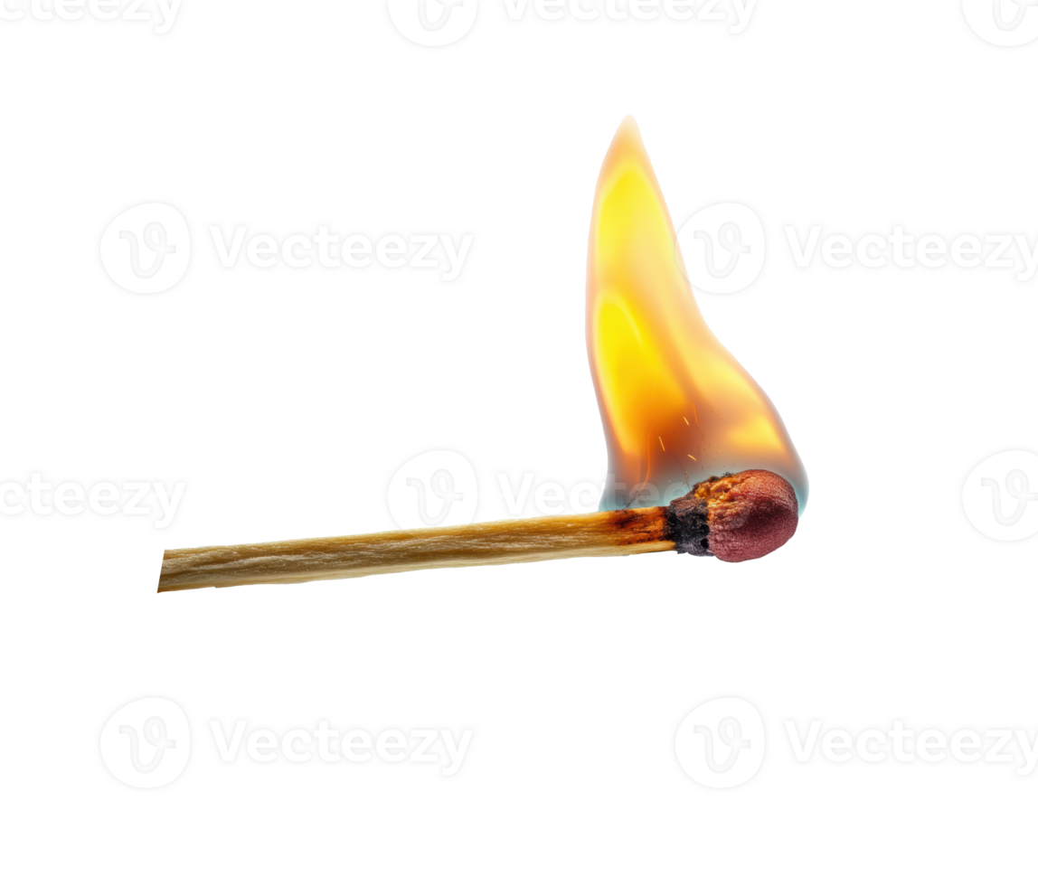 Flame igniting from a matchstick creating bright glow and warmth png