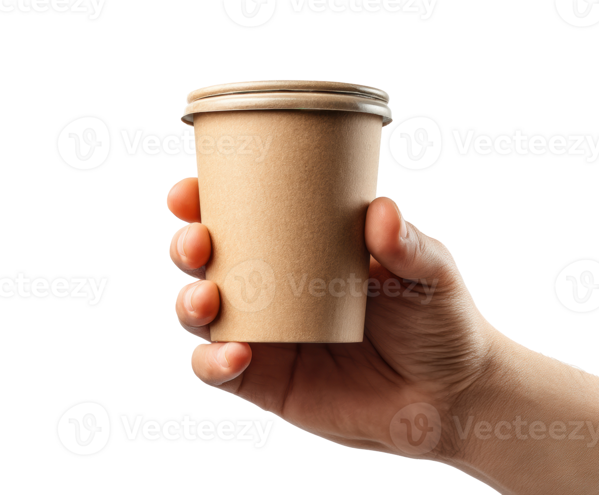Eco-friendly cup in hand for coffee to go and takeout drinks png