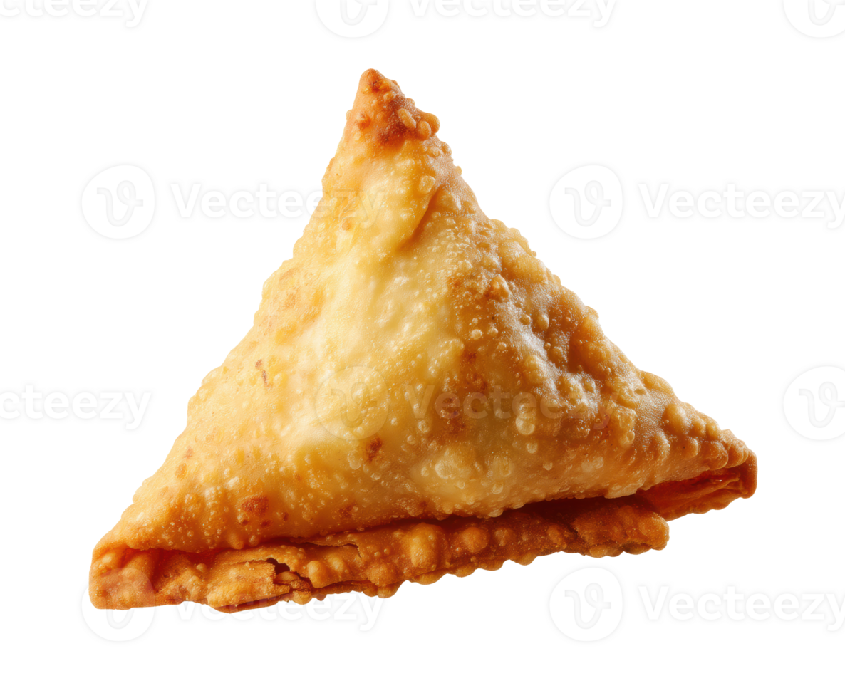 Delicious samosa snack with crispy golden crust and savory filling png