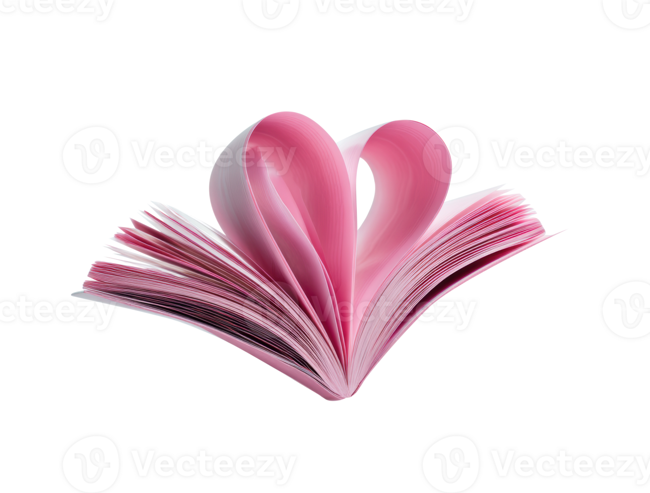 Creative heart shape design using pink book pages for love theme png