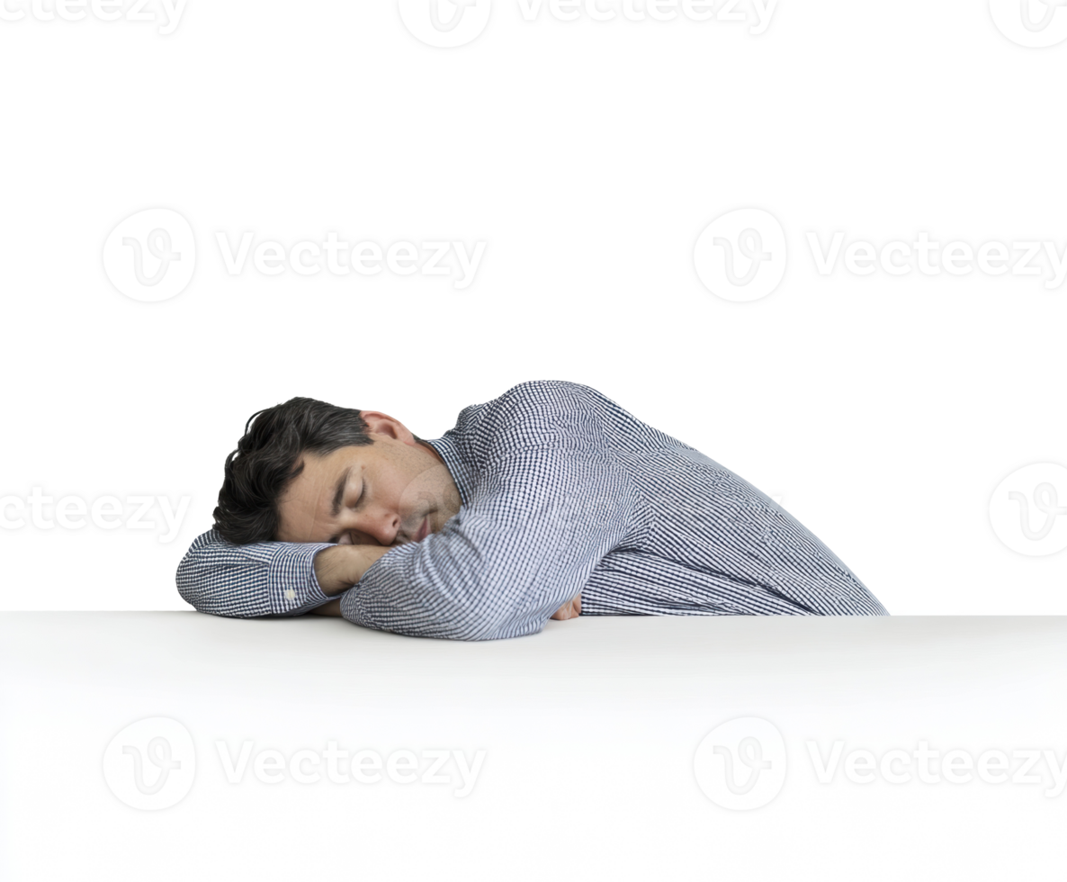Man resting at desk during work hours for better productivity png
