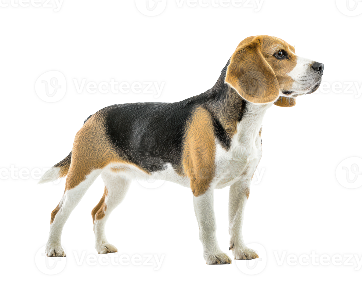 Beagle dog standing alert in a neutral setting for pet lovers png