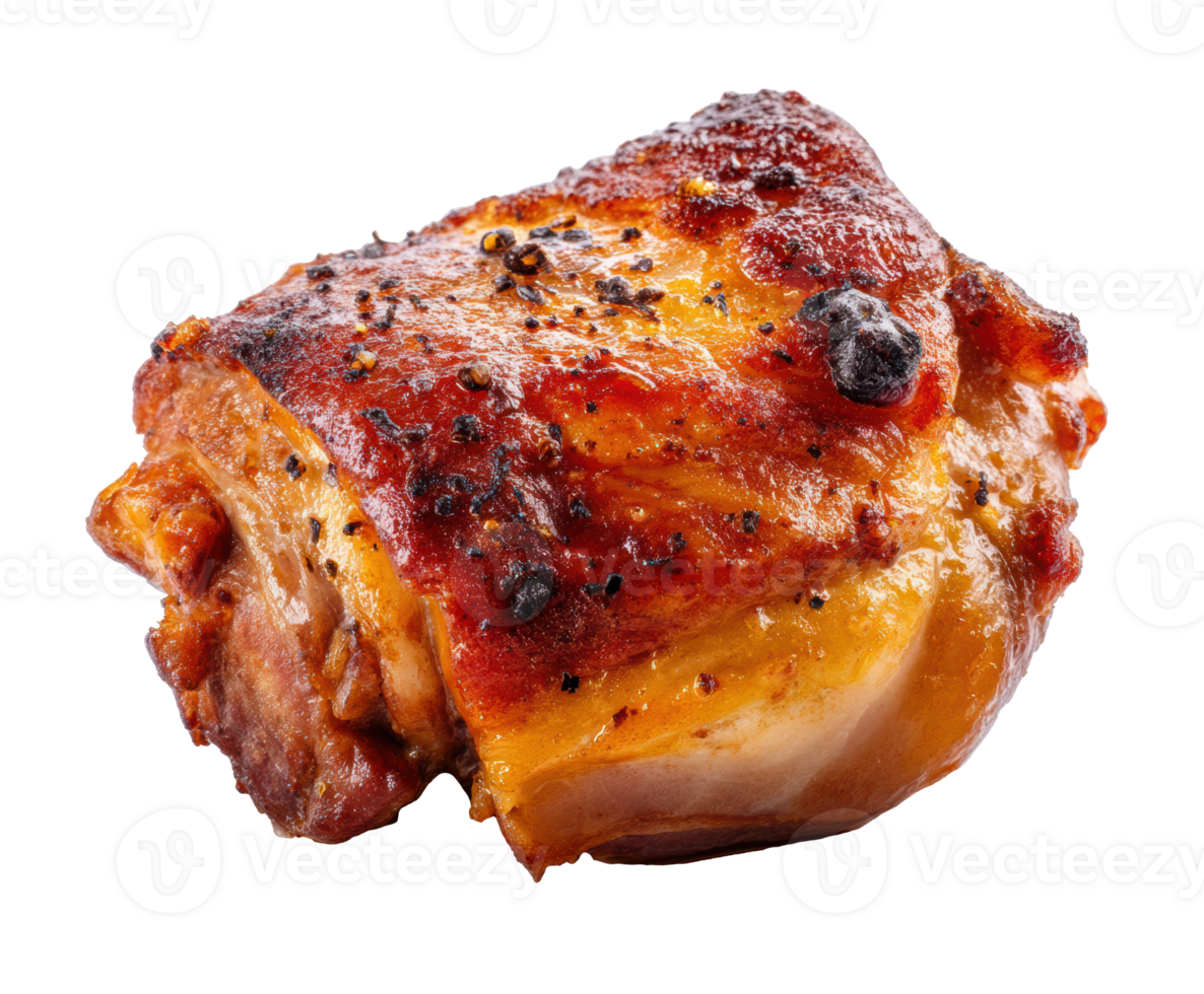 Juicy grilled chicken thigh with crispy skin for barbecue enjoyment png