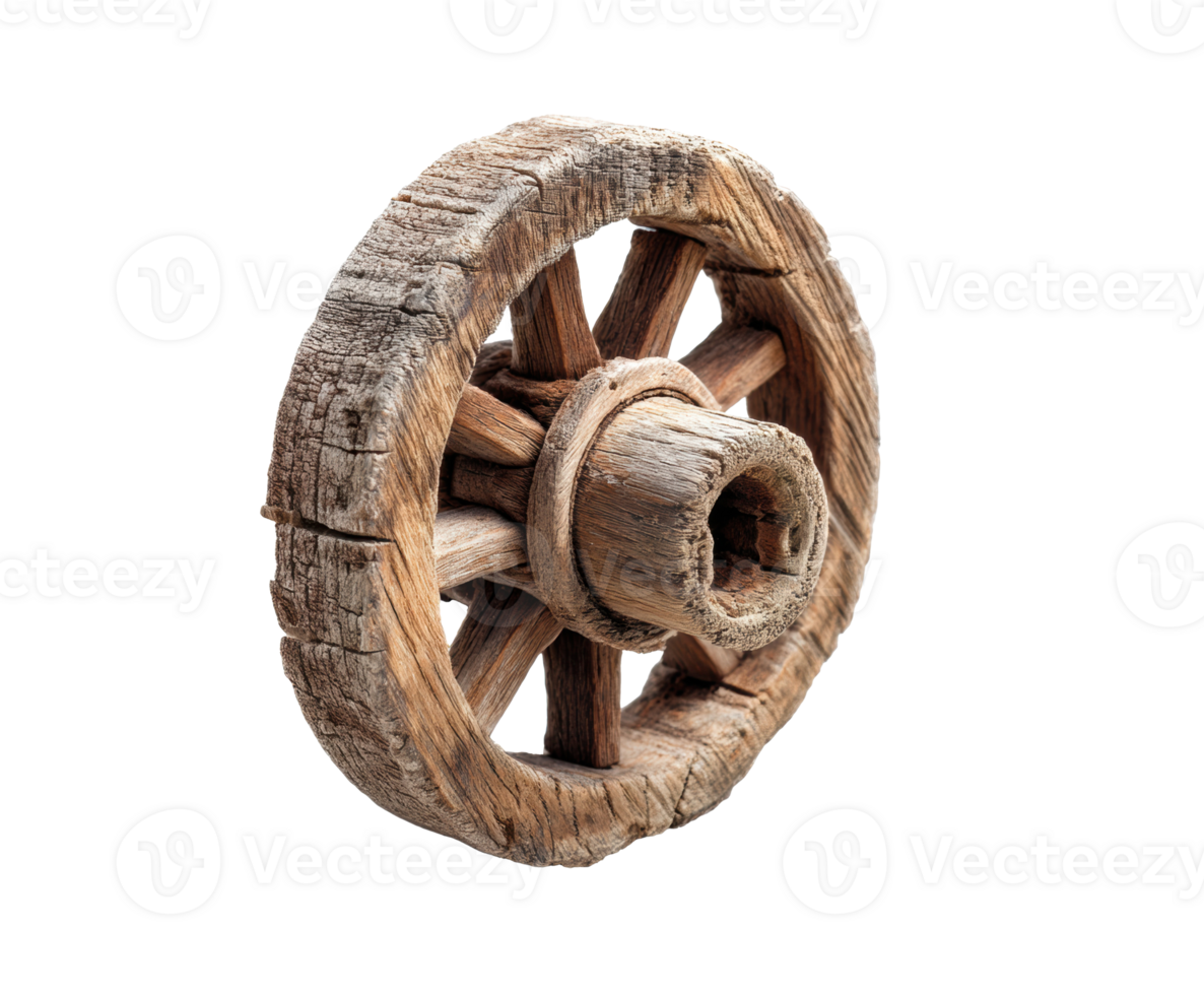 Antique wooden wheel showcasing craftsmanship and rustic charm png