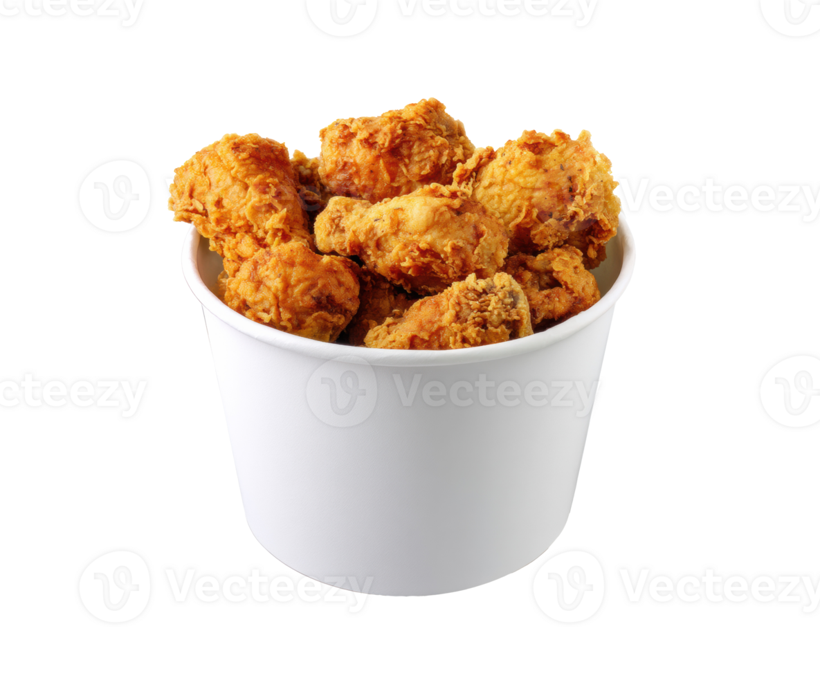 Crispy fried chicken in a takeout bucket ready for a meal png