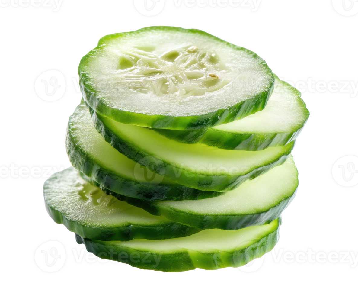 Fresh cucumber slices stacked for healthy snacks and recipes png