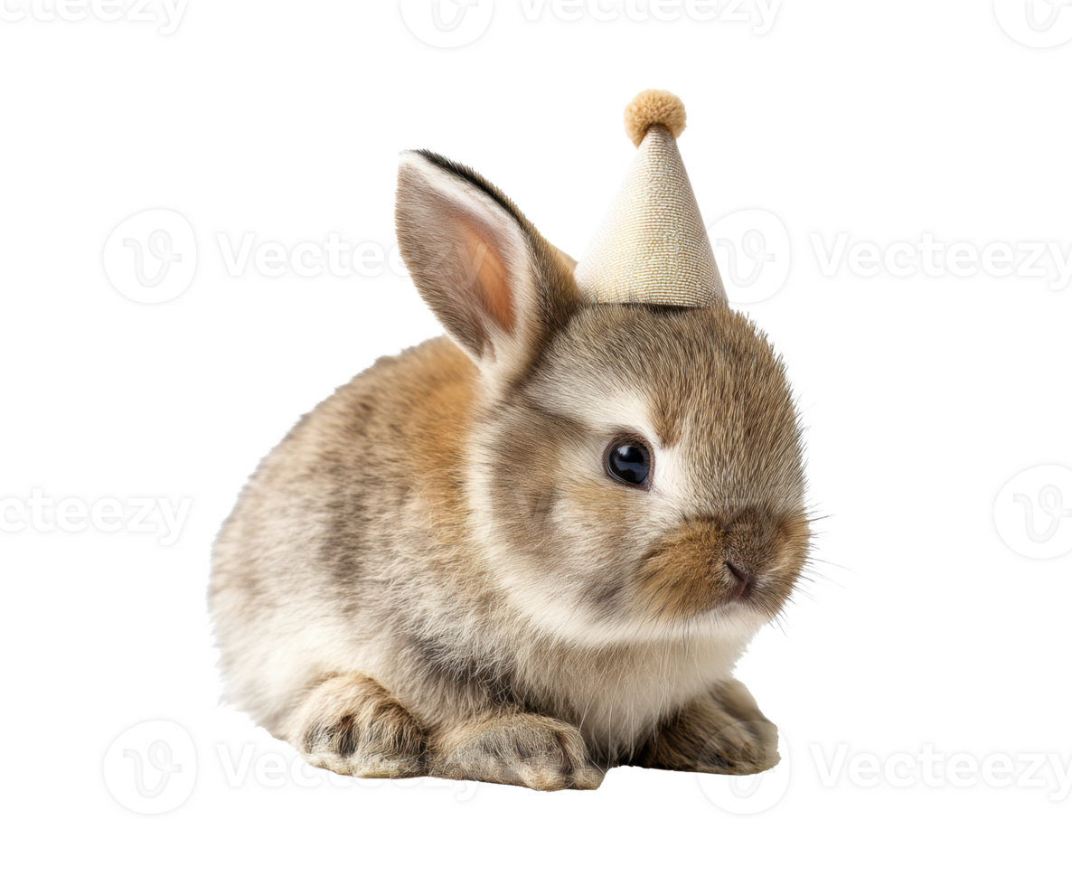 Cute baby rabbit with party hat for celebration events png