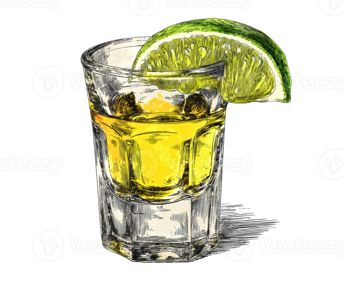 Refreshing cocktail garnished with lime on glass png